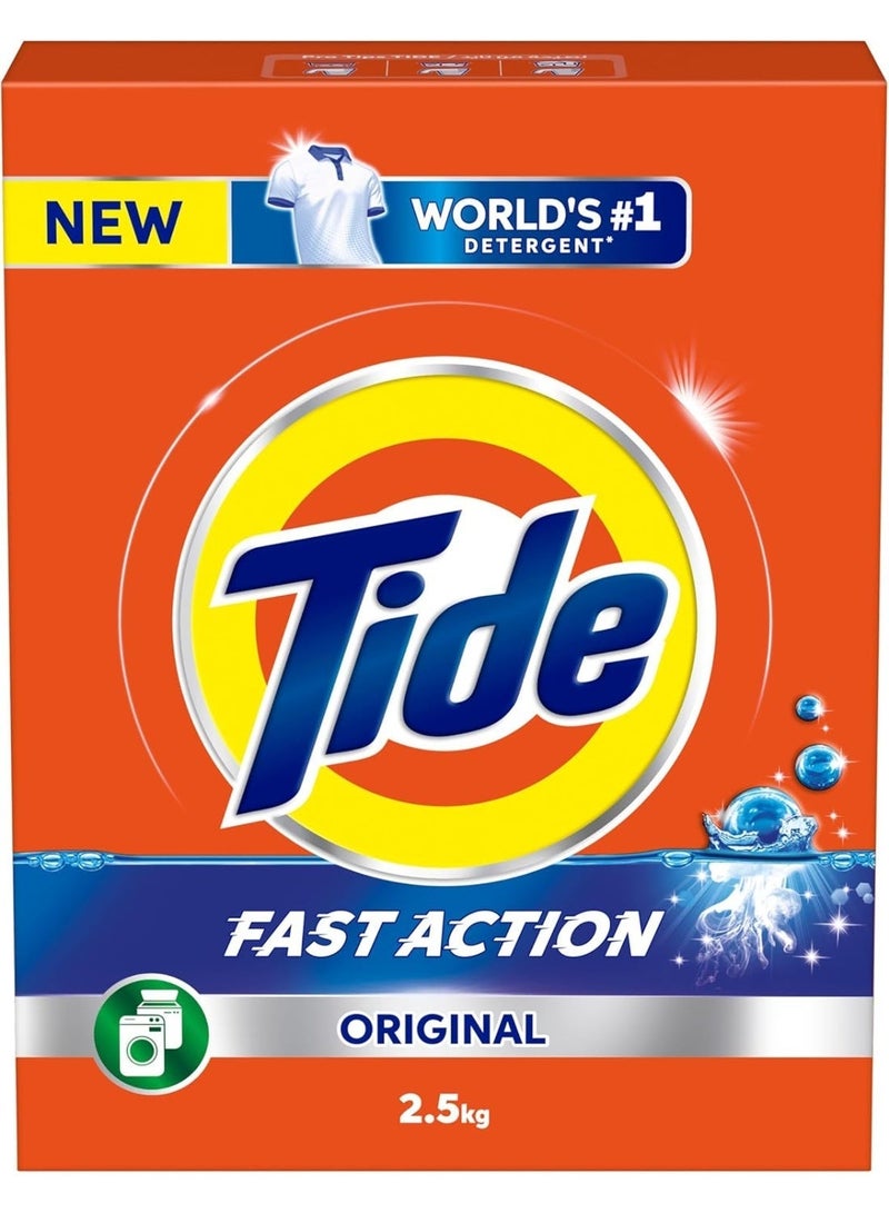 تايد مسحوق غسيل تايد فاست أكشن الأصلي – 2.5 كجم × 2 (إجمالي 5 كجم) | إزالة قوية للبقع | للغسالات - Image 3